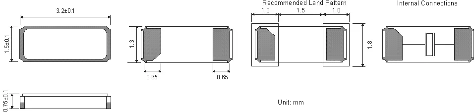 SMD WATCH CRYSTAL 3.2 x 1.5 mm 32.768kHz SMD WATCH CRYSTAL 3.2 x 1.5 mm 32.768kHz