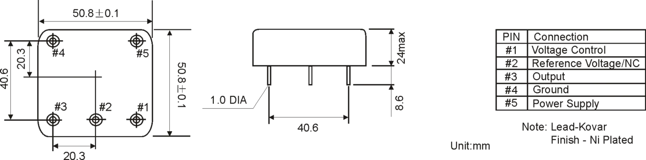 THT METAL OCXO OSCILLATOR 50.8 x 50.8 mm THT METAL OCXO OSCILLATOR 50.8 x 50.8 mm